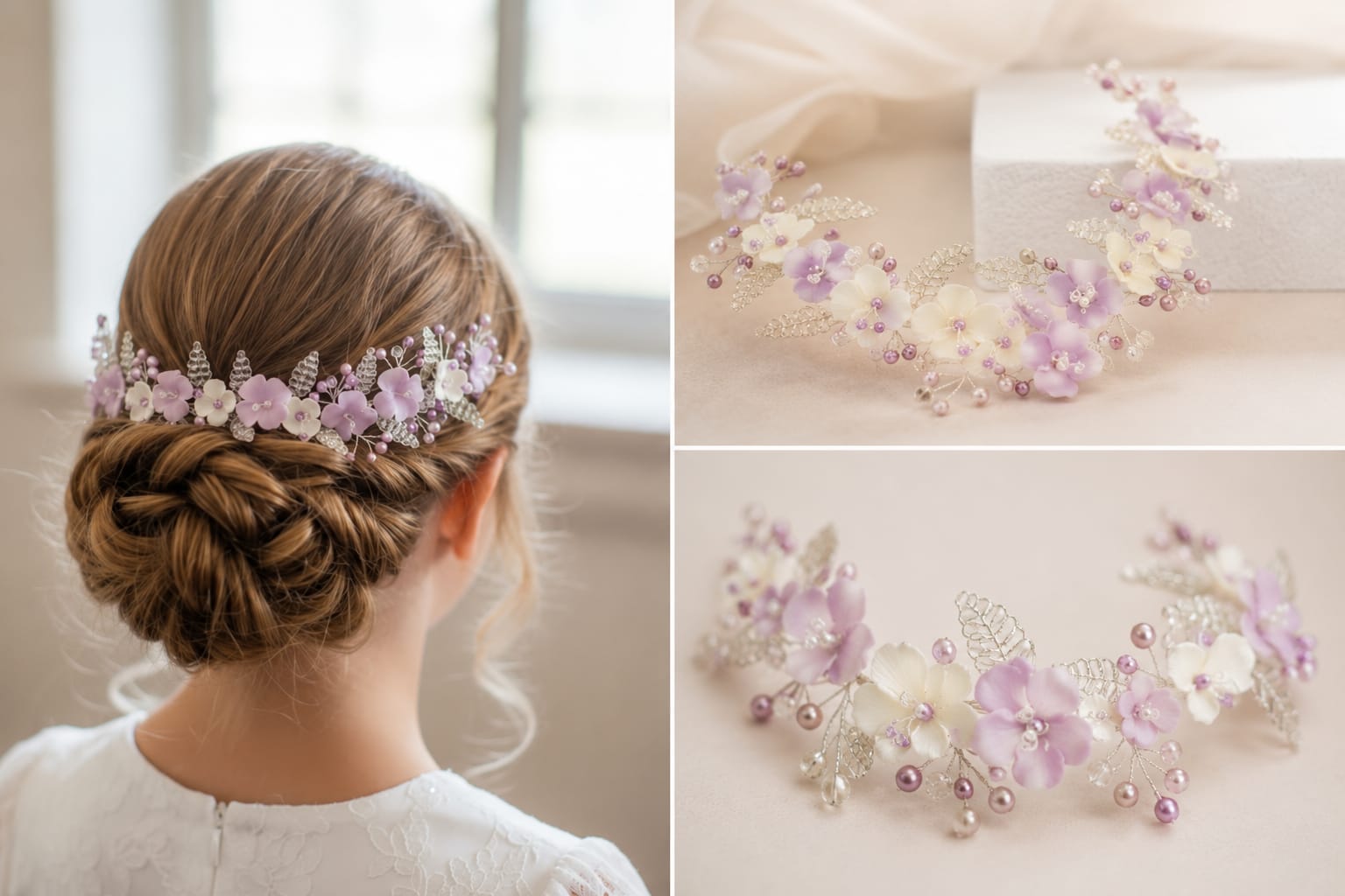 Sección Comunión: diademas y tocados en porcelana fría, Flor y Encanto