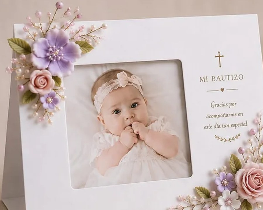 Sección Bautizo: complementos artesanales en porcelana fría, Flor y Encanto